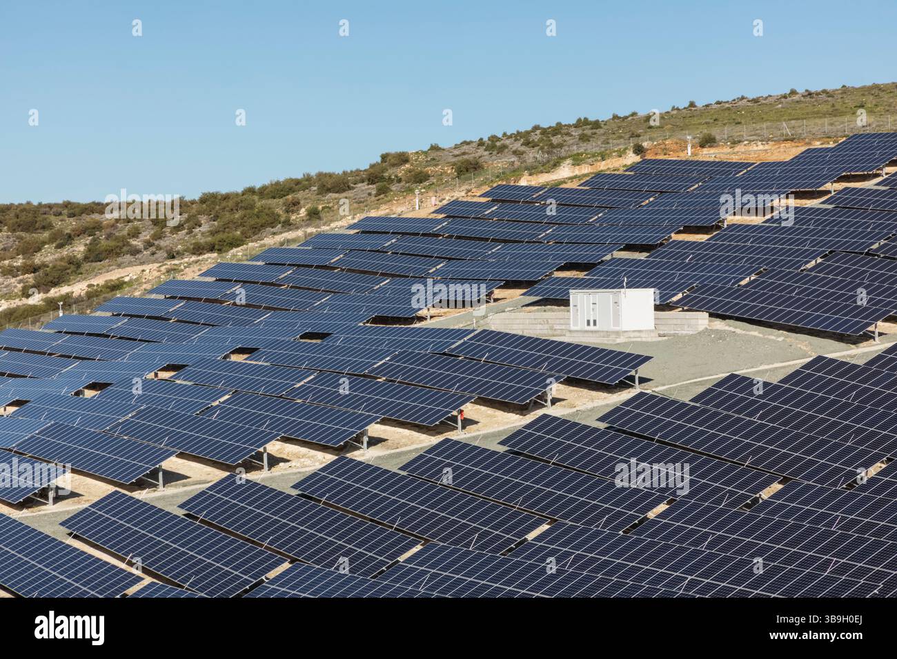 Cyprus, Pissouri, Classone Solar Garden Ltd, Solar Panel Farm Foto Stock