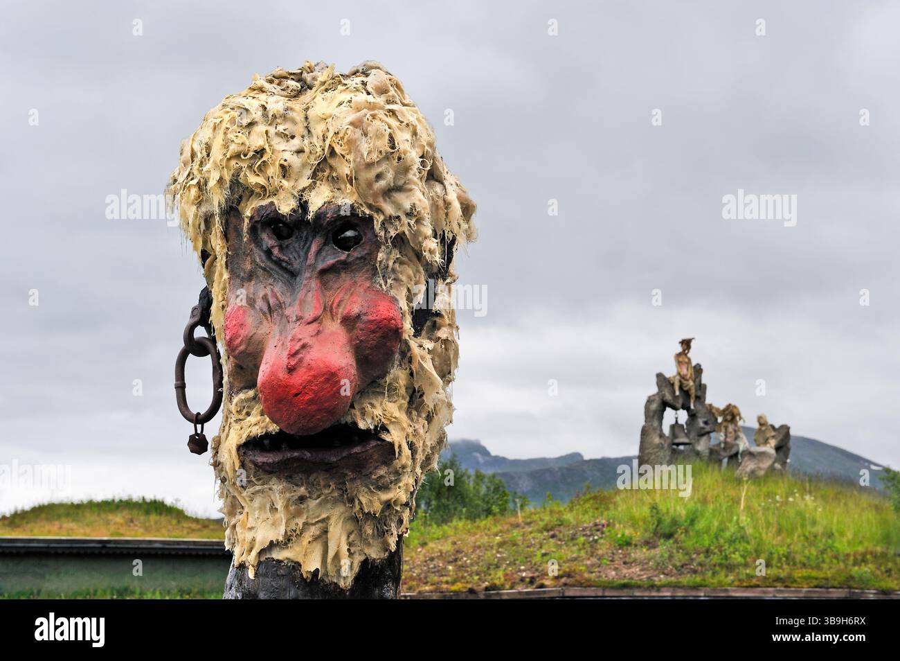 Parco divertimenti dedicato ai troll.Senjatrollet.Senja Island.Contea di Troms, Norvegia, Nord Europa Foto Stock