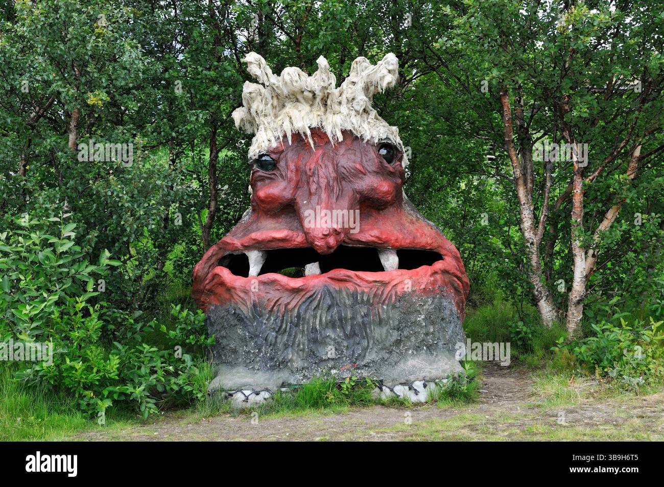 Parco divertimenti dedicato ai troll.Senjatrollet.Senja Island.Contea di Troms, Norvegia, Nord Europa Foto Stock