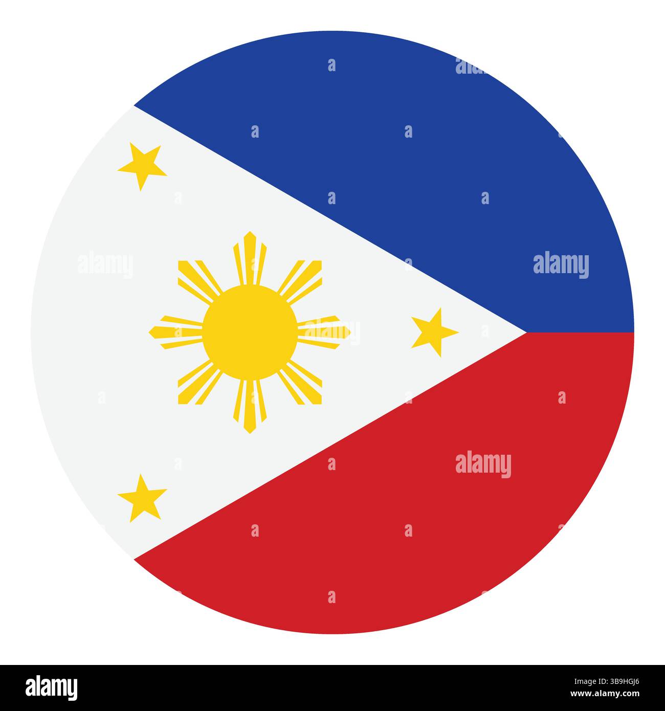 Bandiera delle Filippine. Icona del logo della bandiera del cerchio delle Filippine disegno dell'illustrazione vettoriale del computer Illustrazione Vettoriale