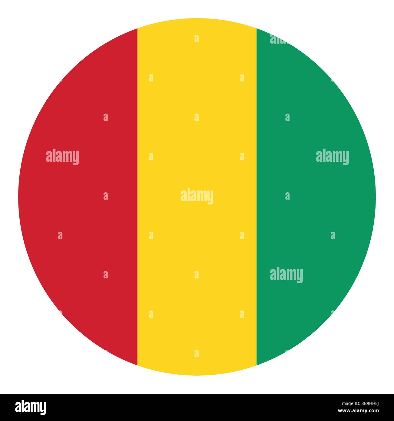 Bandiera della Guinea. Icona logo della bandiera del cerchio della Guinea disegno grafico vettoriale del computer Illustrazione Vettoriale