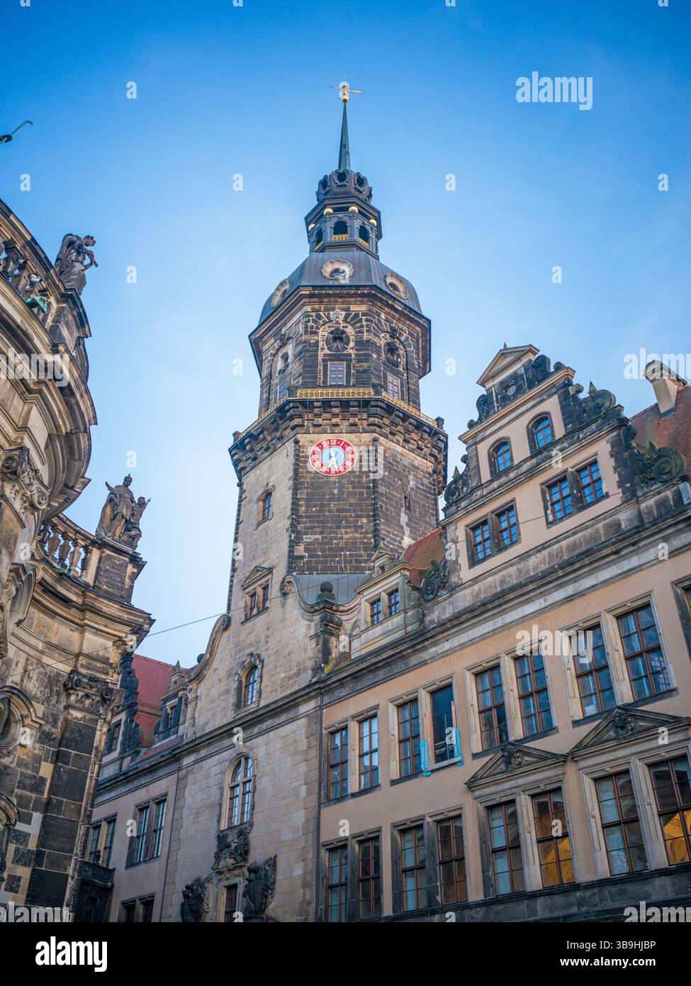 Hausmannsturm, città vecchia, Dresda, Sassonia, Germania orientale, Germania, Europa Foto Stock