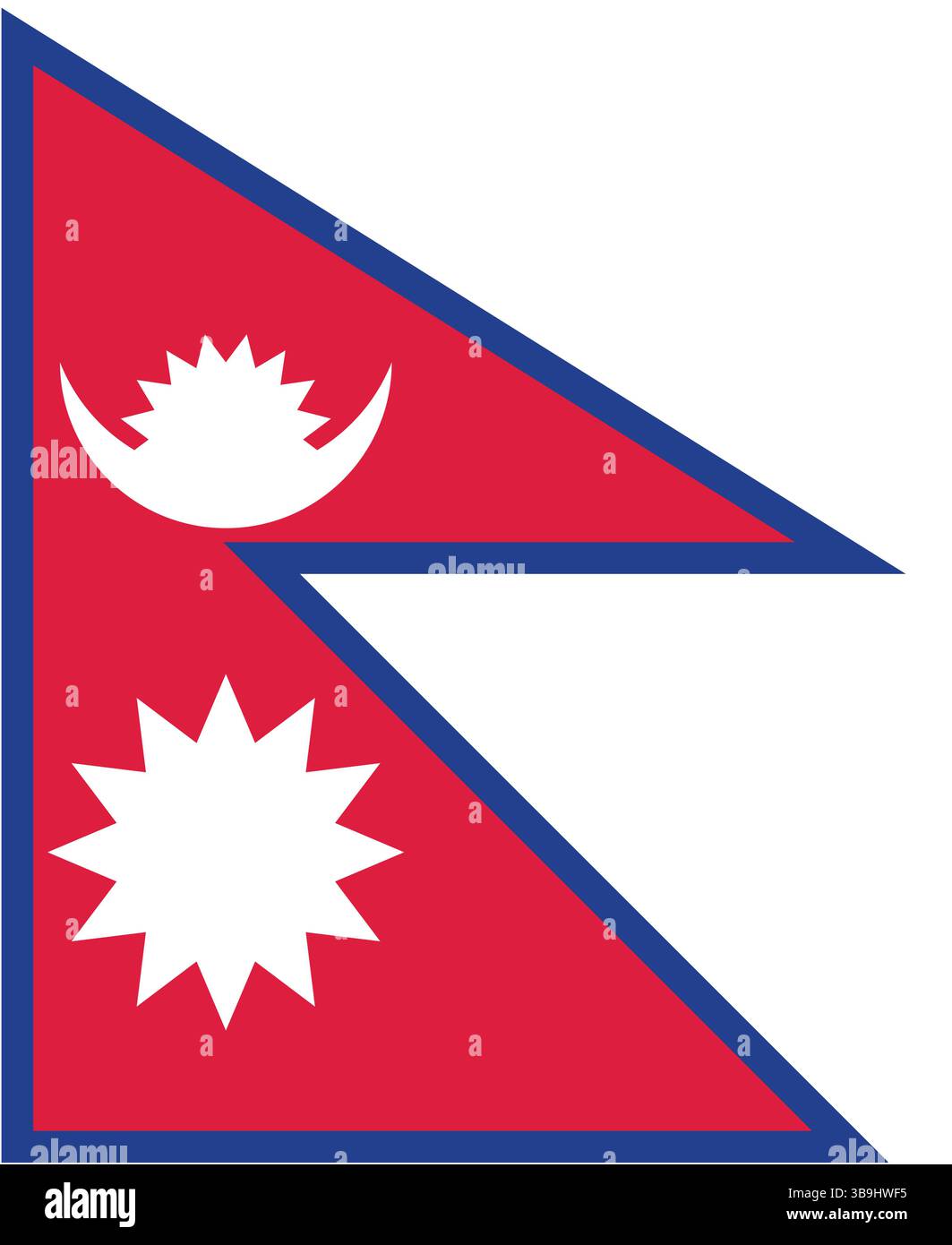 Bandiera del Nepal. Immagine vettoriale digitale con proporzioni e colori ufficiali della bandiera del Nepal. Illustrazione Vettoriale
