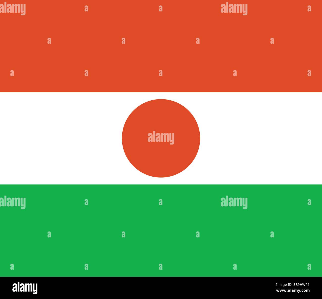 Bandiera del Niger. Immagine vettoriale digitale con proporzioni e colori ufficiali della bandiera nigeriana. Illustrazione Vettoriale