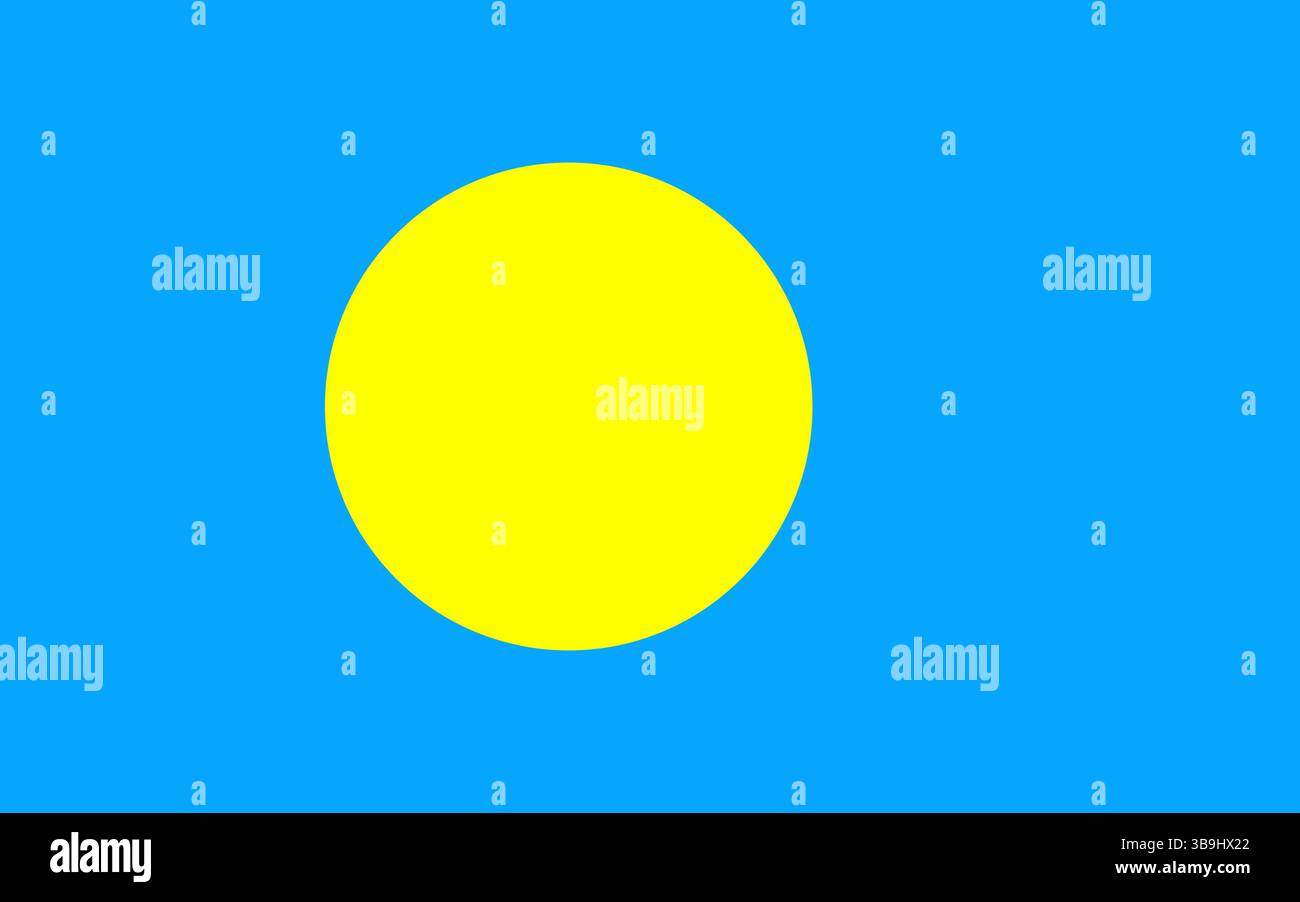 Bandiera di Palau. Illustrazione vettoriale digitale con proporzioni e colori ufficiali della bandiera Palau. Illustrazione Vettoriale