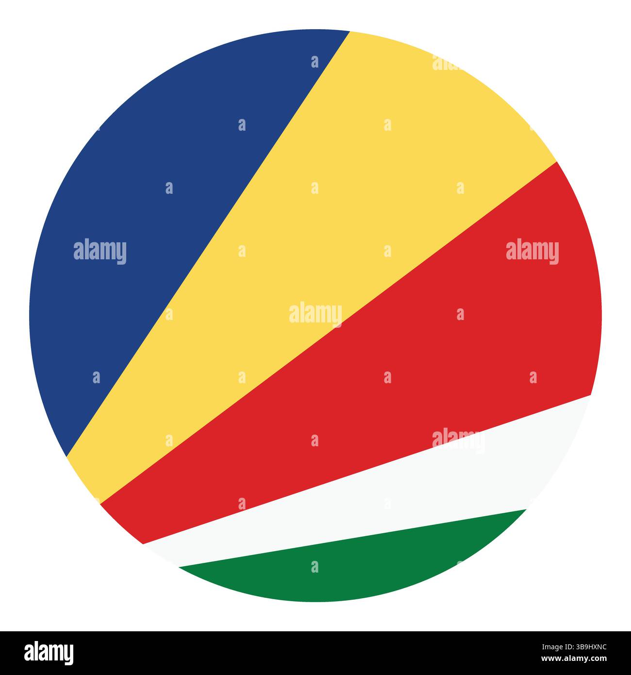 Bandiera delle Seychelles. Icona del logo della bandiera circolare delle Seychelles grafica vettoriale del computer. Illustrazione Vettoriale
