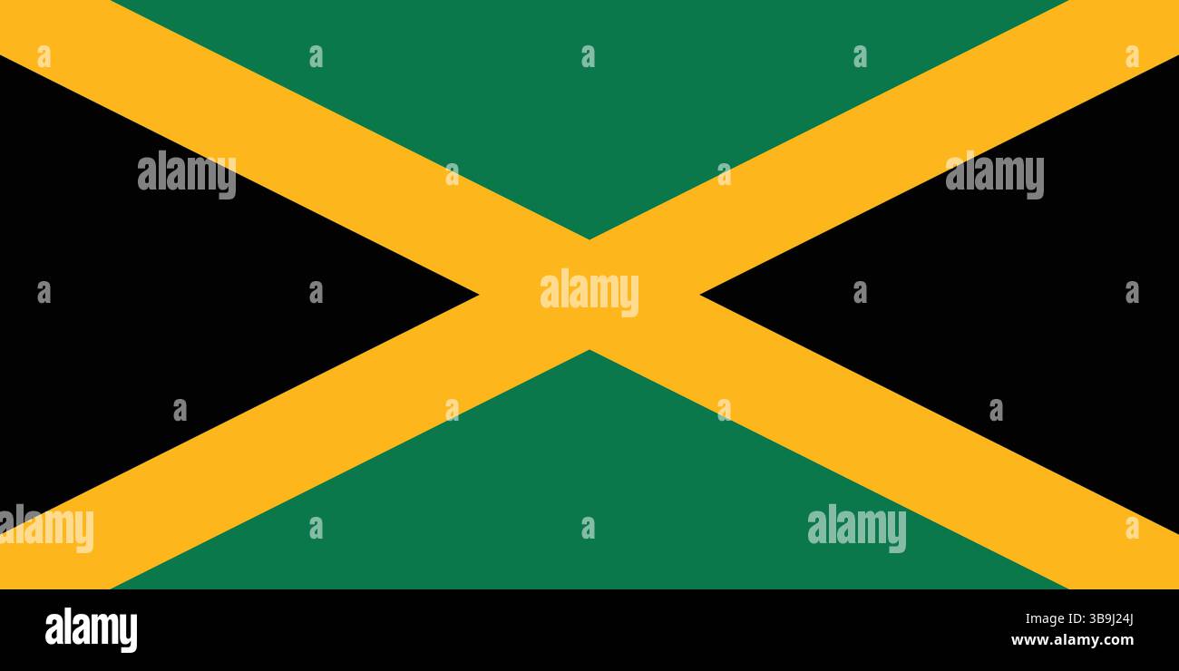 Bandiera della Giamaica. Illustrazione vettoriale digitale con proporzioni e colori ufficiali della bandiera della Giamaica. Illustrazione Vettoriale