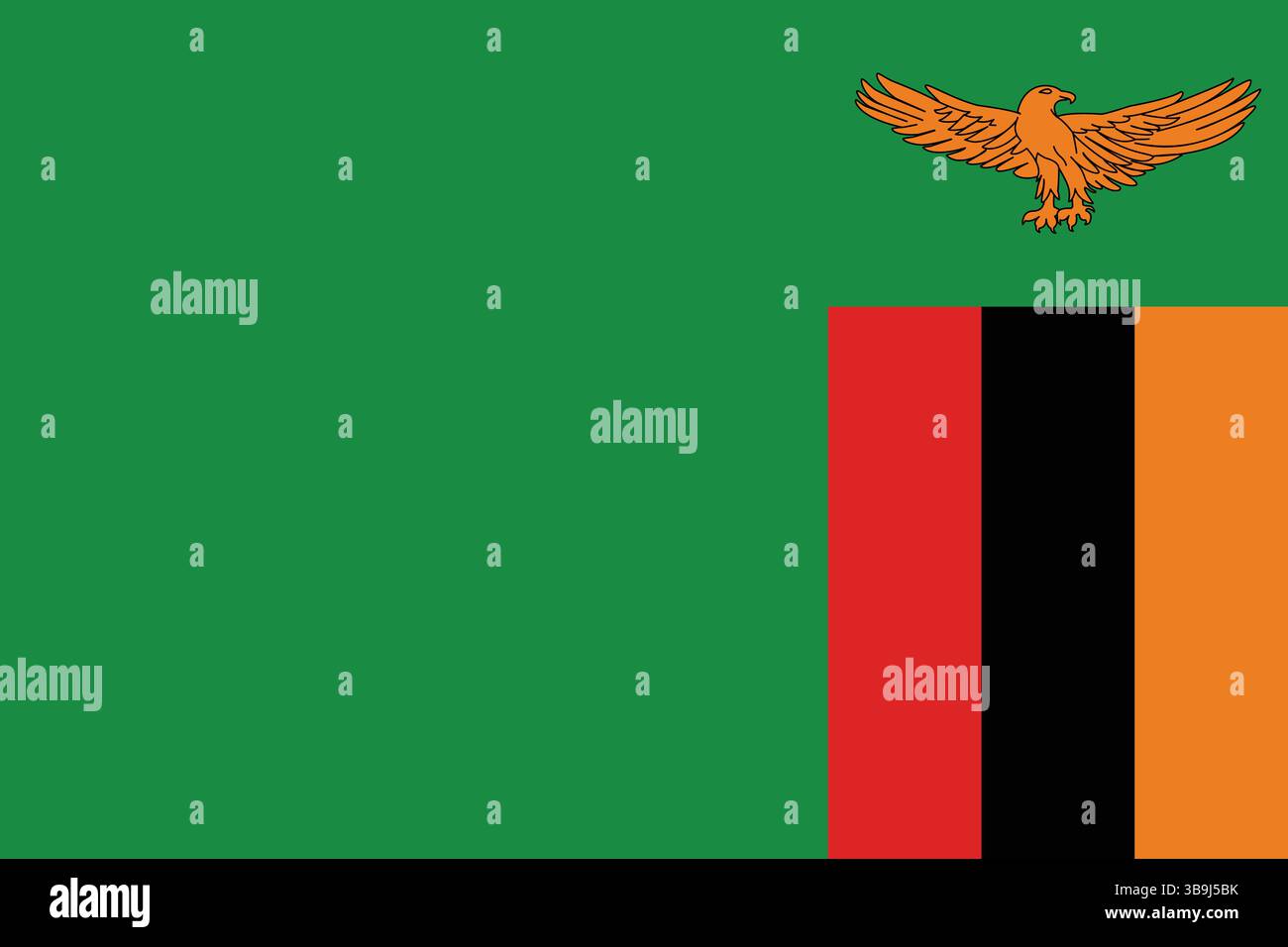 Bandiera dello Zambia. Illustrazione vettoriale digitale con proporzioni e colori ufficiali della bandiera dello Zambia. Illustrazione Vettoriale