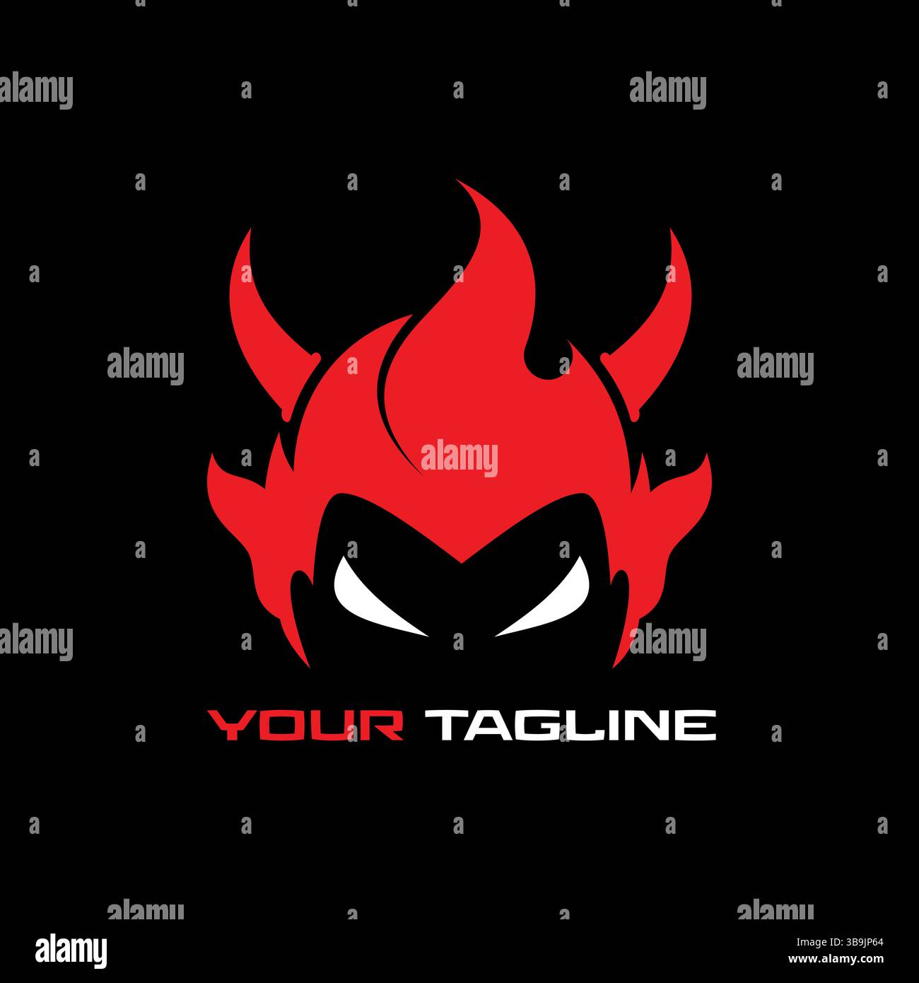 Design del logo concept grafico immagine vettoriale premium creativa testa testa di vendita lucifero demonio demonio satanico teschio horror simbolo gotico spaventoso Illustrazione Vettoriale