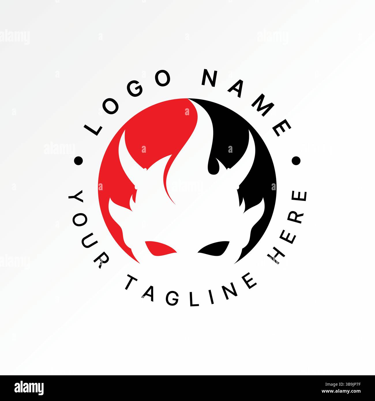 Design del logo concept grafico immagine vettoriale premium creativa top sell head face lucifer Horn Devil demone teschio satanico all'orrore arrabbiato gotico spaventoso Illustrazione Vettoriale