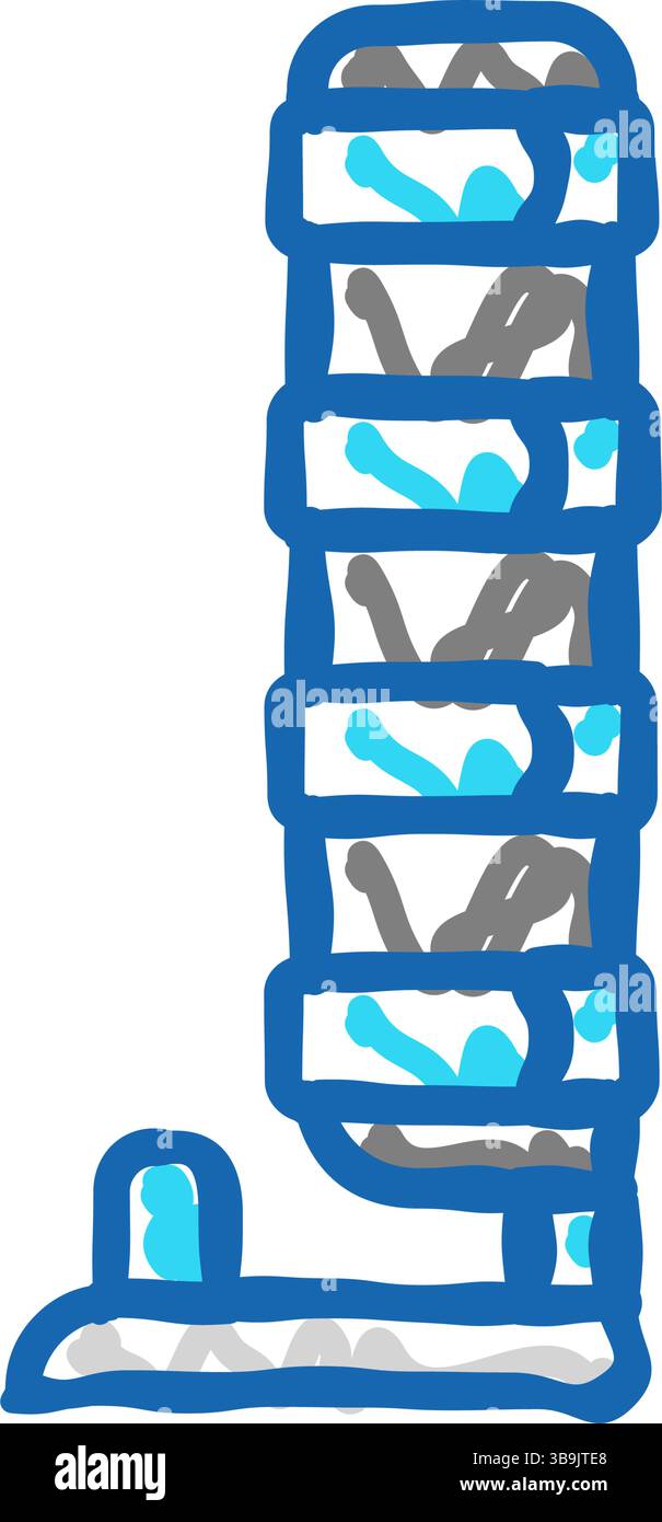 illustrazione a forma di doodle con l'icona di lesione da schegge ossee Illustrazione Vettoriale