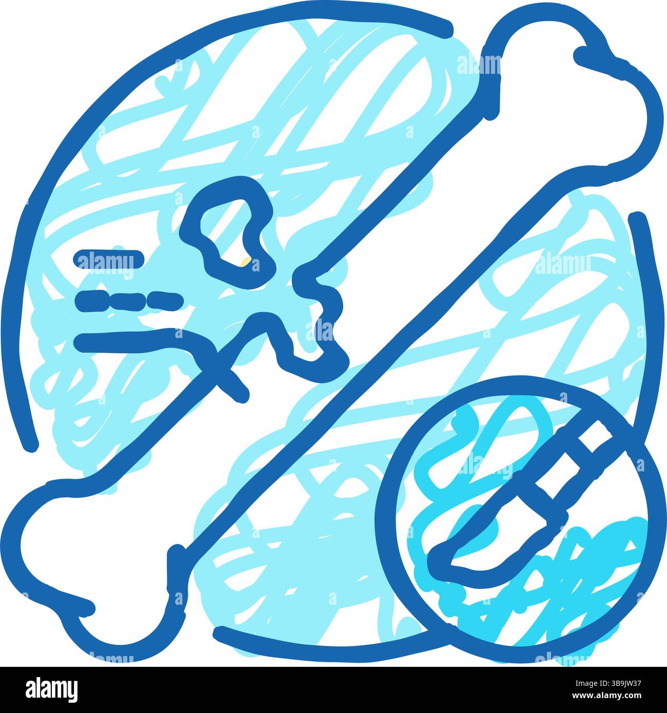 illustrazione del doodle con l'icona della lesione da frattura di chirurgia ortopedica Illustrazione Vettoriale