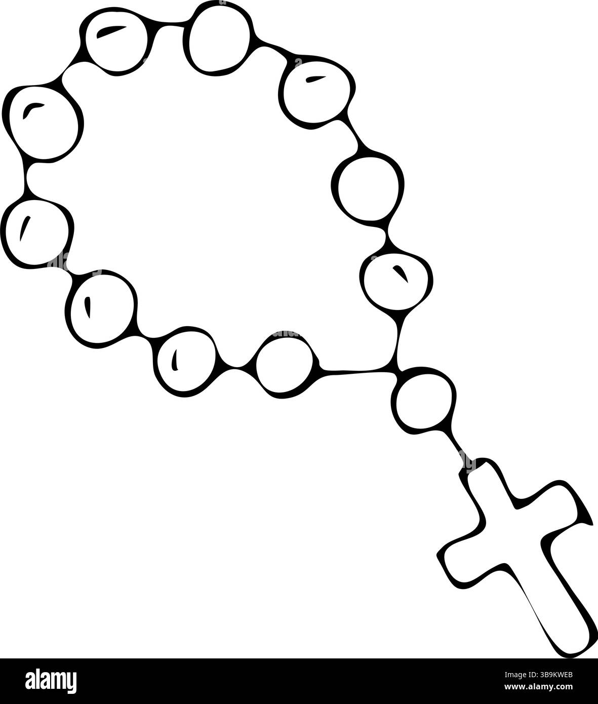 Icona della religione incrociata del pizzo del Rosario. Illustrazione isolata e piatta. Vettore Illustrazione Vettoriale