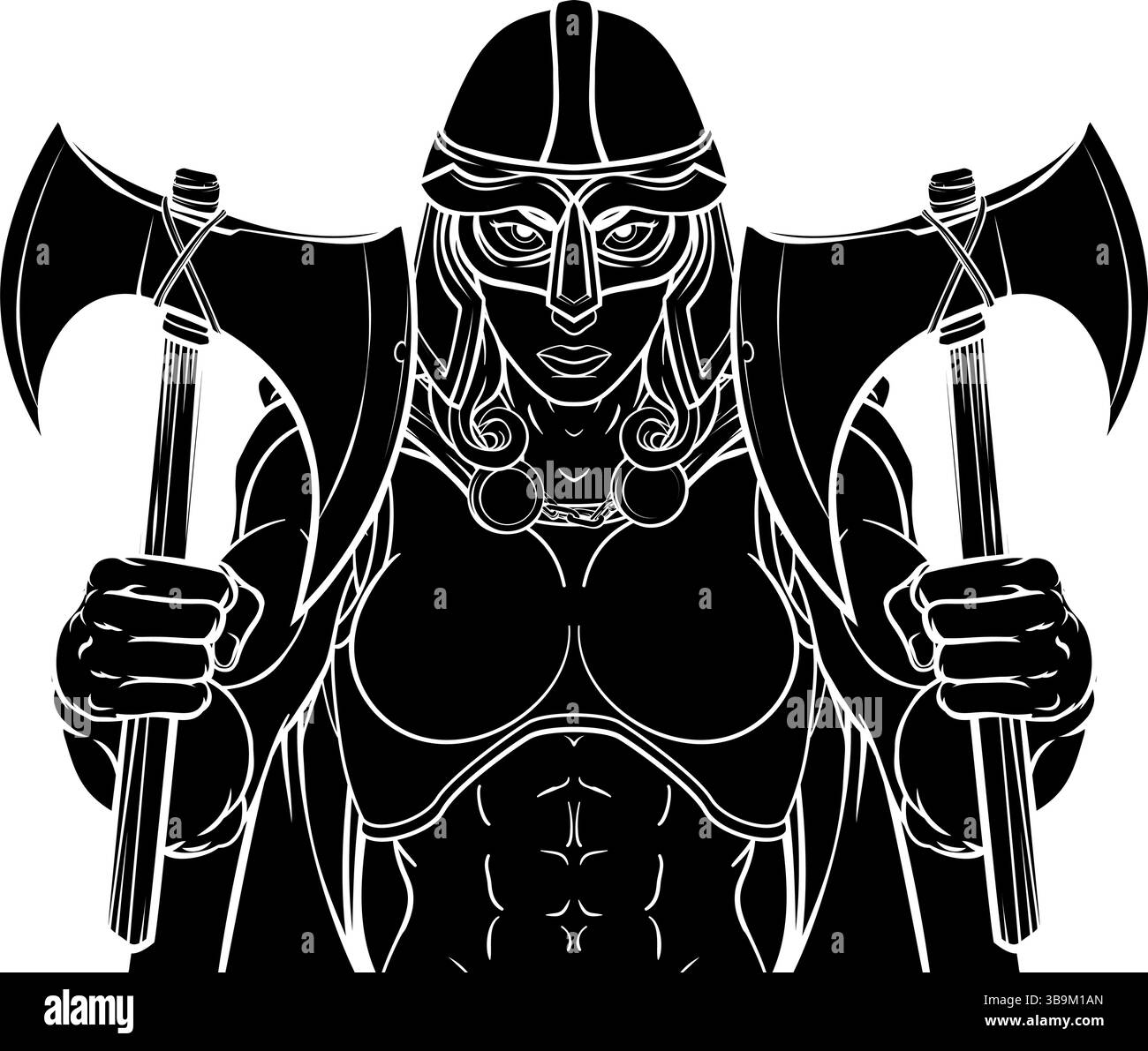 Viking Trojan Spartan celtica cavaliere guerriero donna Illustrazione Vettoriale