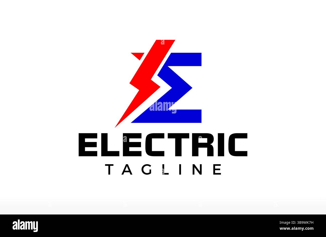 Design moderno del logo Letter e Electric, logo SPARK, logo Lightning, logo elettronico, logo Bolt, icona vettoriale dell'appaltatore elettrico creativo ed elegante Illustrazione Vettoriale