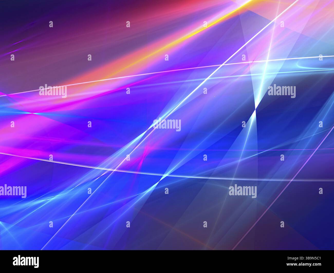 Sfondo caos colorato - immagine astratta generata dal computer. Geometria frattale: Linee e ricci luminosi posizionati in modo casuale. Per la tecnologia e il business Foto Stock
