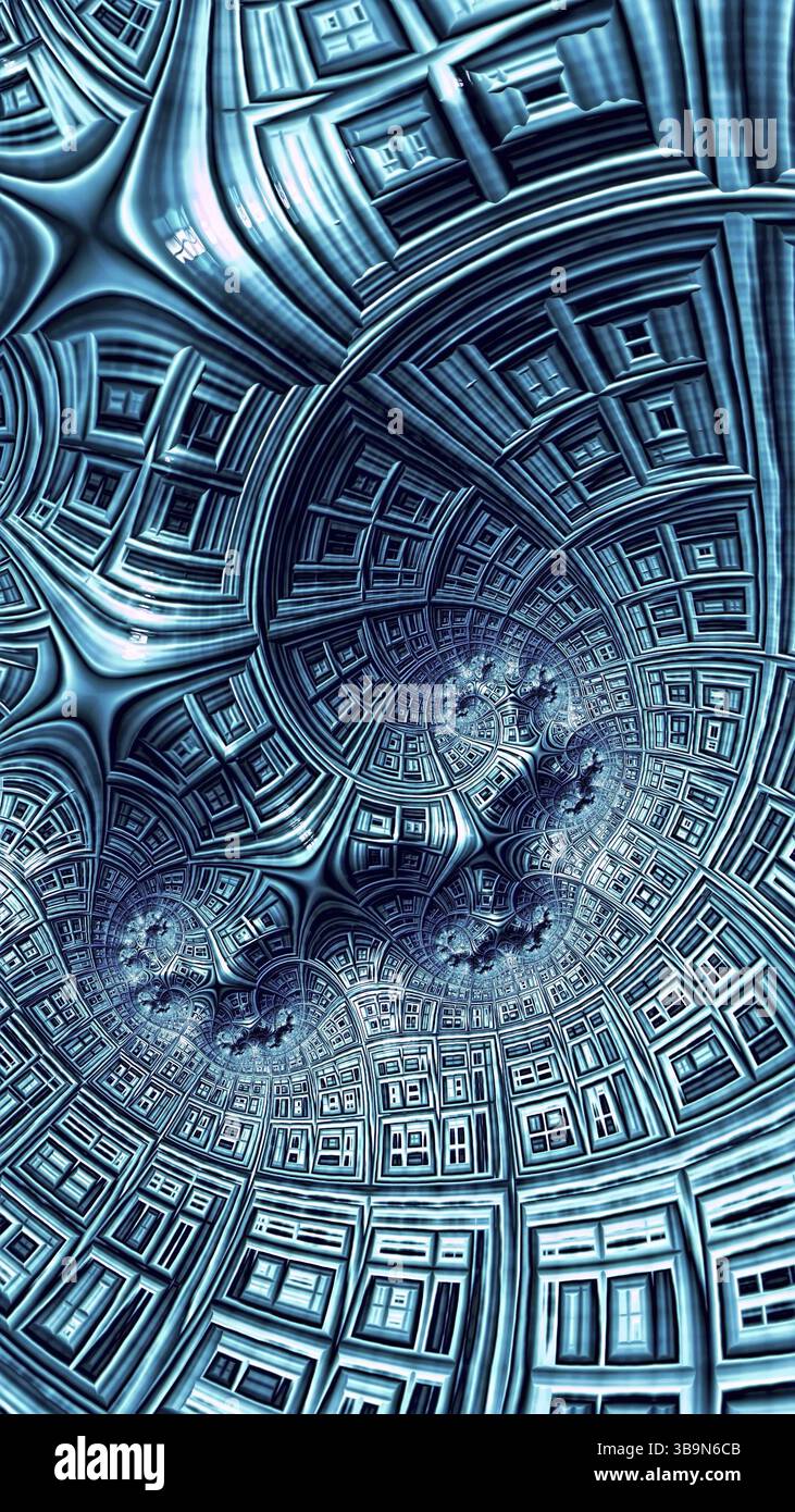 Superficie ruvida astratta - immagine generata dal computer. Geometria frattale: Griglia a spirale e reticolo. Per copertine, web design, poster Foto Stock