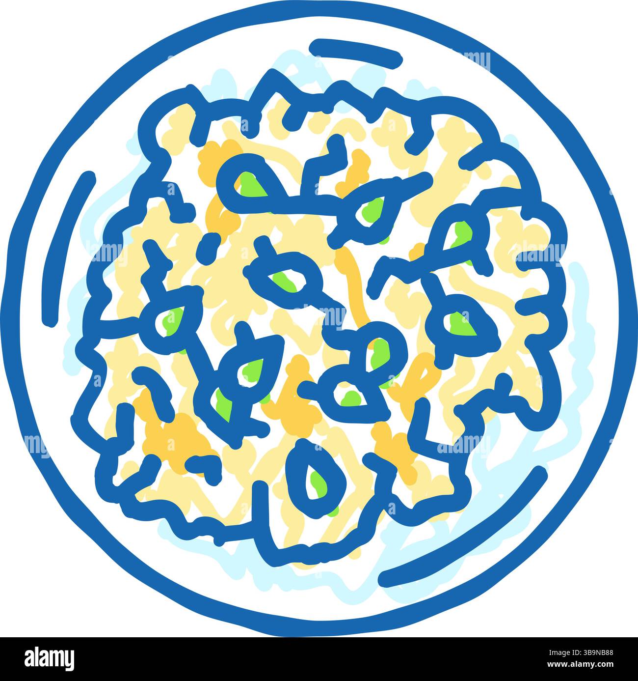 illustrazione a forma di doodle con l'icona dell'insalata di uova Illustrazione Vettoriale