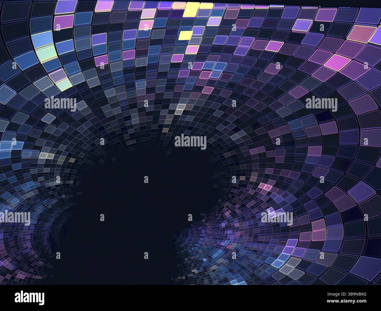 Tecnologia astratta sfondo con spazio di copia - immagine generata dal computer. Geometria frattale: Tunnel costituito da celle rettangolari. Per i banner, Web Foto Stock