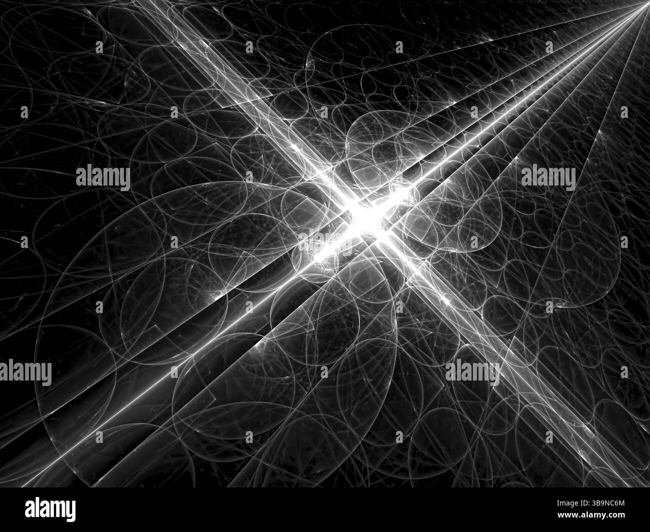 Sfondo tecnologico: Posizionato su una superficie diagonale coperta da cerchi luminosi. Immagine astratta generata al computer per copertine, poster, web design Foto Stock