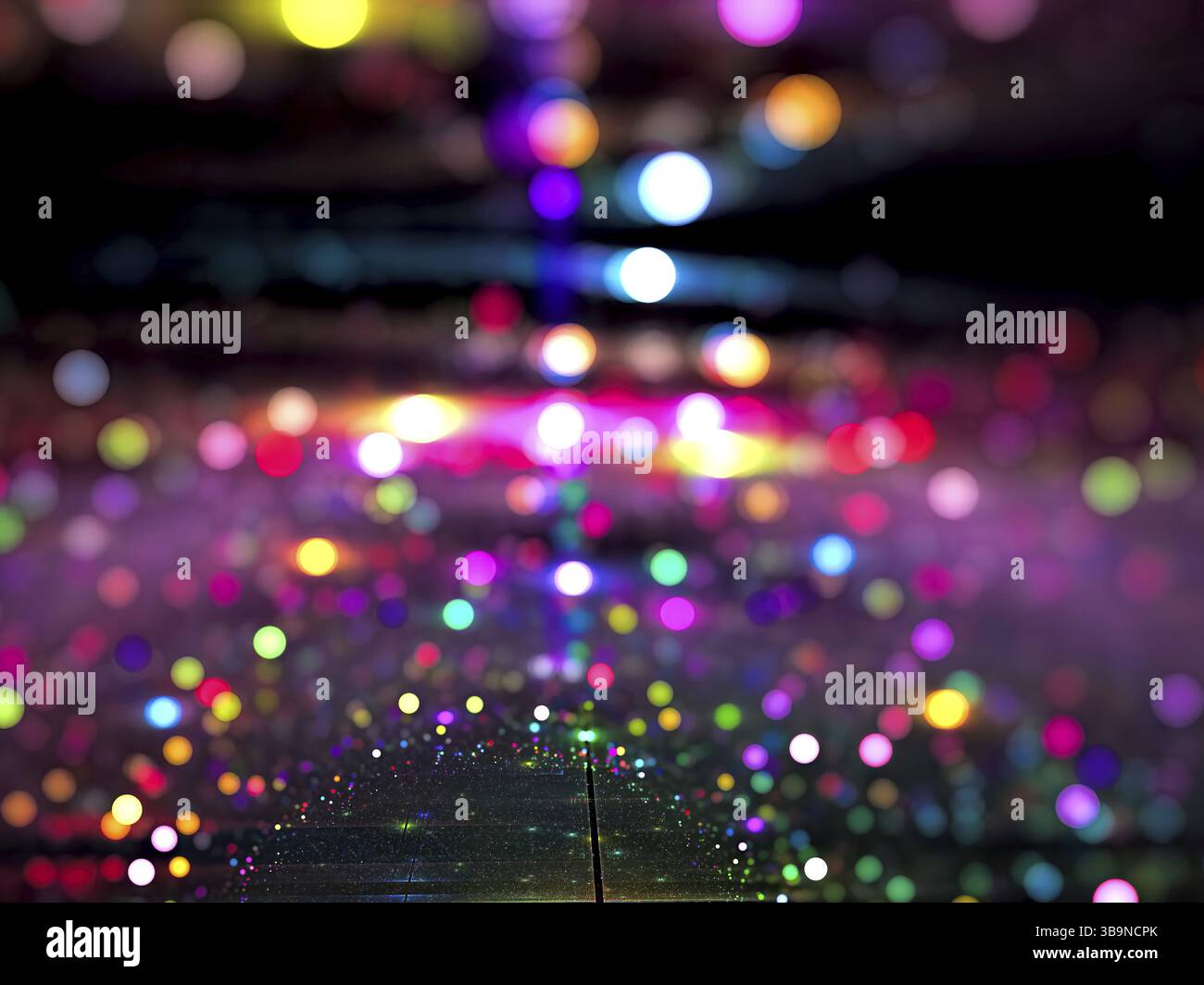 Sfondo sfocato colorato per le feste - immagine astratta generata dal computer. Immagini luminose con colori bokeh. Sfondo per Web design, schede e poster Foto Stock