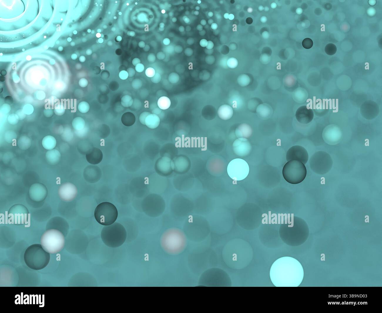 Sfocatura bolle - immagine astratta generata dal computer. Geometria frattale: Cerchi caotici di dimensioni diverse. Texture o sfondo per copertine, poster, Web des Foto Stock
