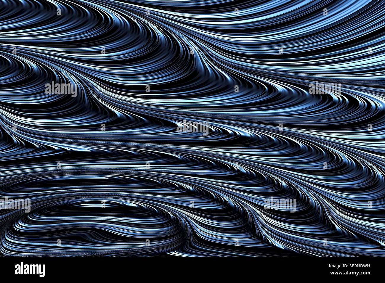 Texture frattale astratta - immagine generata digitalmente. Ricci, curve e onde caotiche. Marbling digitale. Per copertine, web design, poster Foto Stock