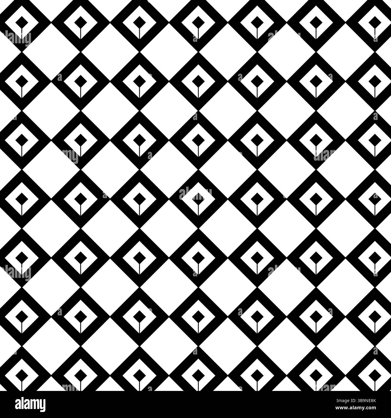 Motivo vintage a scacchi in bianco e nero con rombo. Ripetizione senza cuciture geometrica. Illustrazione della linea grafica vettoriale. annata astratta 1920. Per il logo, Illustrazione Vettoriale