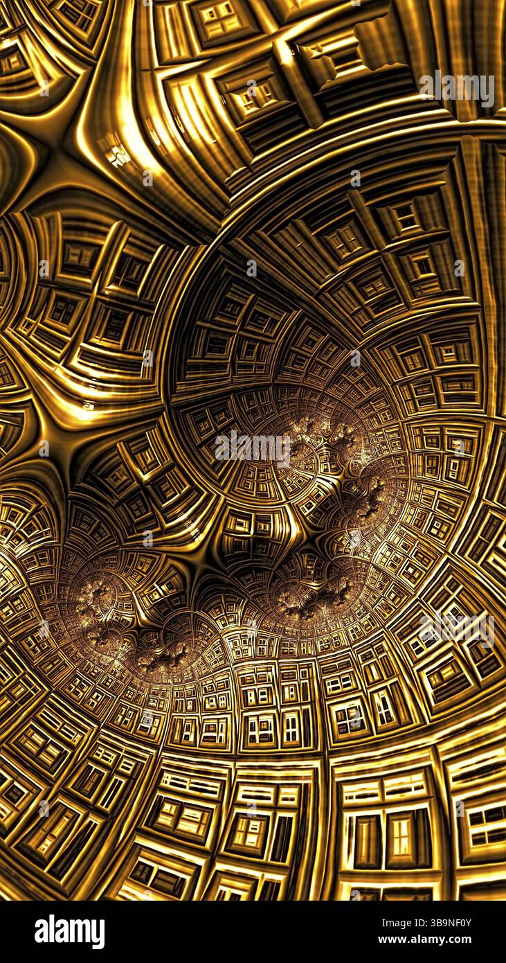 Superficie ruvida astratta - immagine generata dal computer. Geometria frattale: Griglia a spirale e reticolo. Per copertine, web design, poster Foto Stock