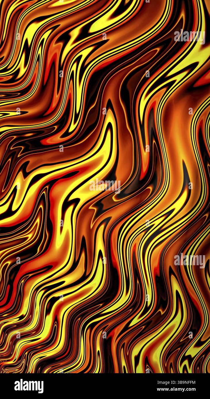 Sfondo ondulato astratto - immagine generata dal computer. Geometria frattale: Superficie in marmo ondulato brillante con pieghe. Sfondo o texture per banner e poster Foto Stock