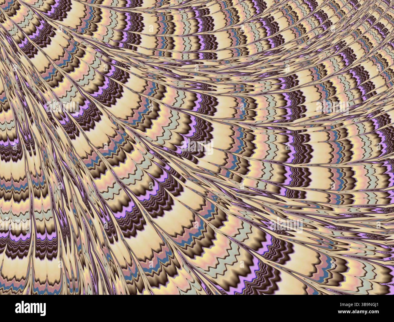 Ornamento diagonale astratto - immagine generata dal computer. Geometria frattale: Linee ondulate caotiche. Arte digitale per copertine, striscioni, web design Foto Stock