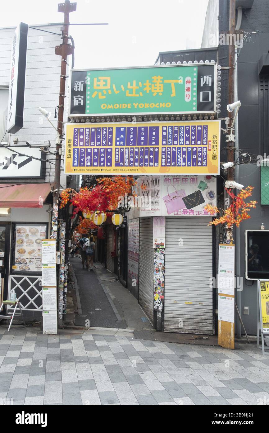 Ingresso e cartello Memory Lane, Omoide Yokocho, Shinjuko, Tokyo, Giappone, Asia Foto Stock