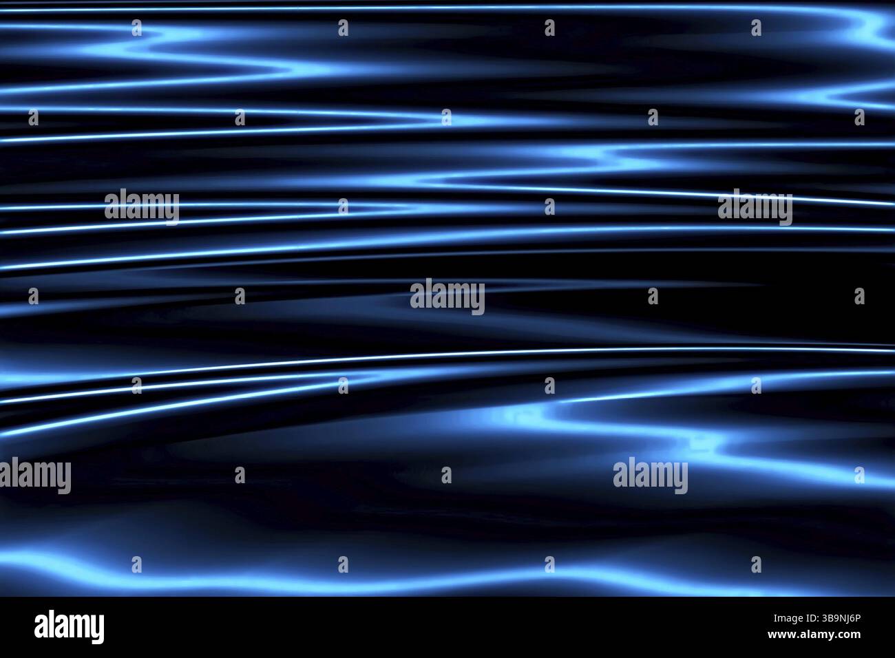 Sfondo frattale lucido - immagine astratta generata dal computer. Arte digitale: Superficie con una lucentezza metallica e profonde pieghe orizzontali. Per la tecnologia e il busi Foto Stock