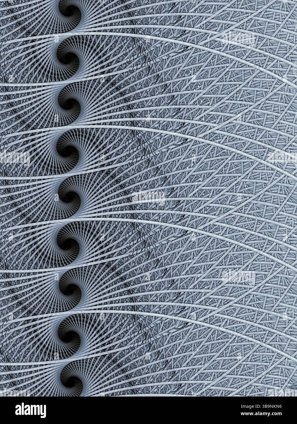 Trama astratta: Filati ritorti e spirali immagine generata al computer. Ripetizione geometrica frattale. Arte digitale per copertine, web design, poster Foto Stock