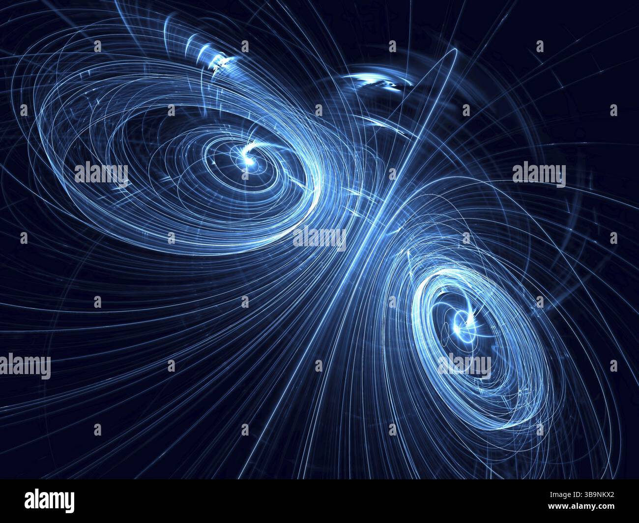 Background tecnologico - immagine astratta generata dal computer. Geometria frattale: Luminosa in cerchi concentrici scuri. Per copertine, web design, poster Foto Stock