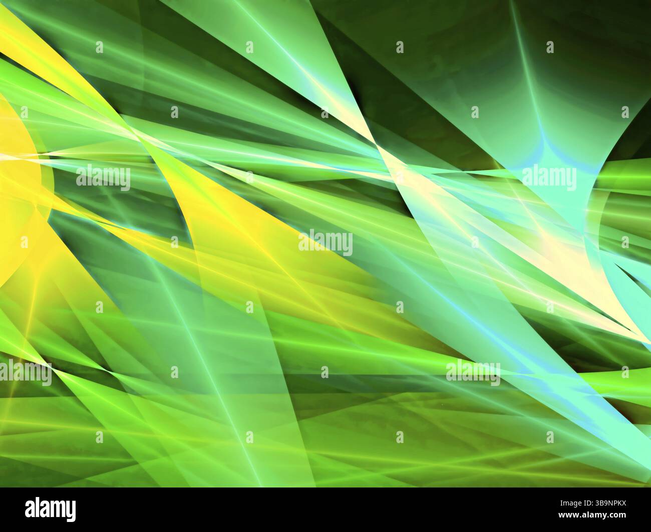 Sfondo astratto geometrico colorato - immagine generata dal computer. Arte frattale: Linee, ricci e forme dai colori vivaci. Sfondo per il business o la tecnologia Foto Stock