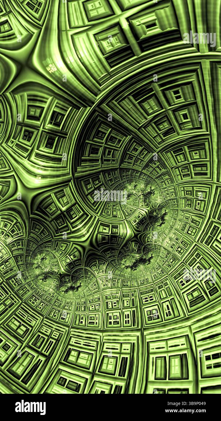 Superficie ruvida astratta - immagine generata dal computer. Geometria frattale: Griglia a spirale e reticolo. Per copertine, web design, poster Foto Stock