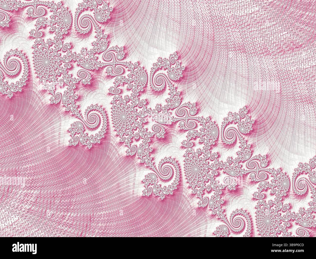 Fondo frattale astratto: Consistenza di filati intrecciati e incrocio diagonale di curve e spirali. Immagine generata dal computer Foto Stock