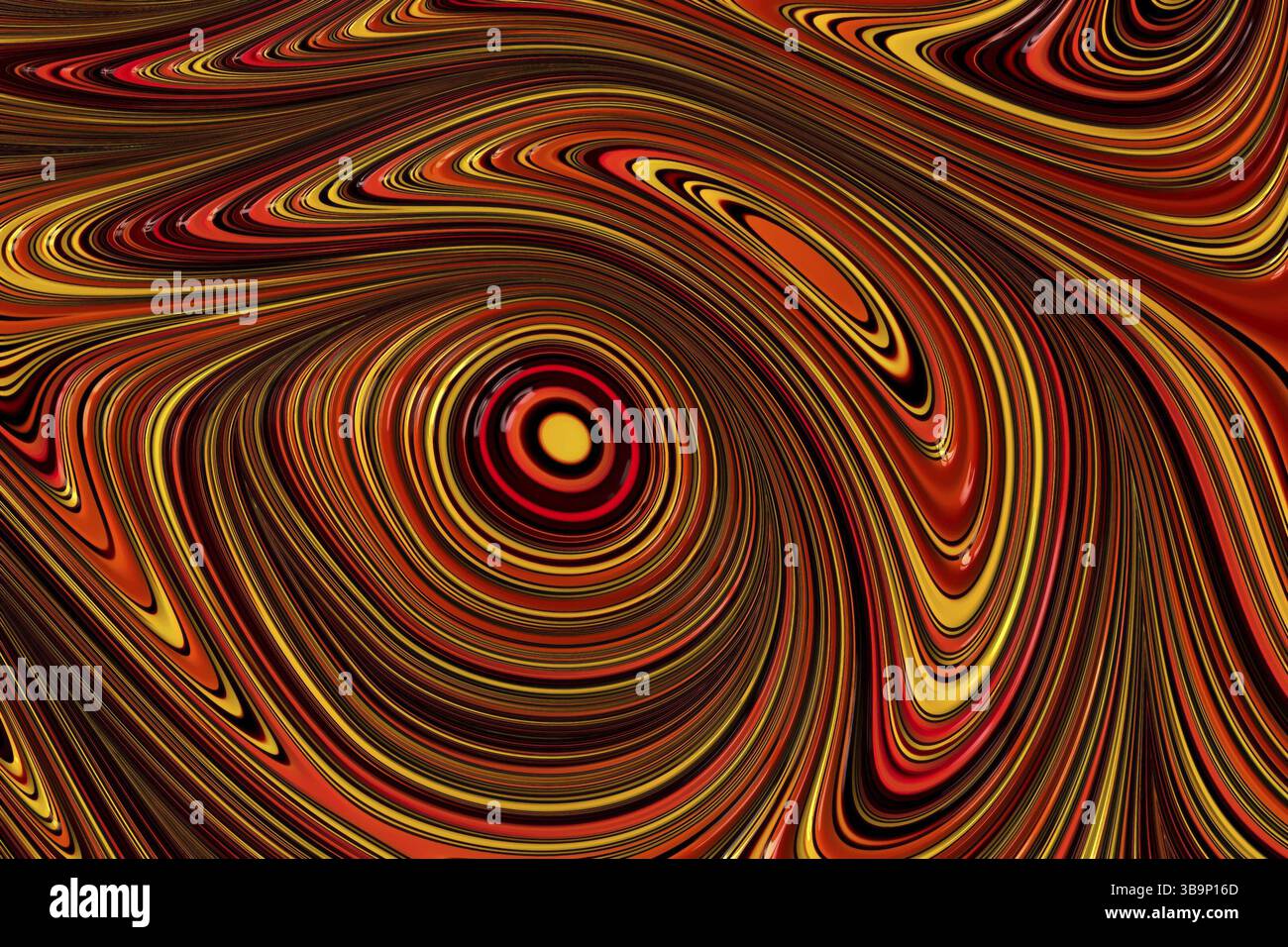 Sfondo geometrico astratto - immagine generata dal computer. Geometria frattale: Ripetizione di cerchi concentrici distorti. Arte digitale per striscioni, poster, Foto Stock