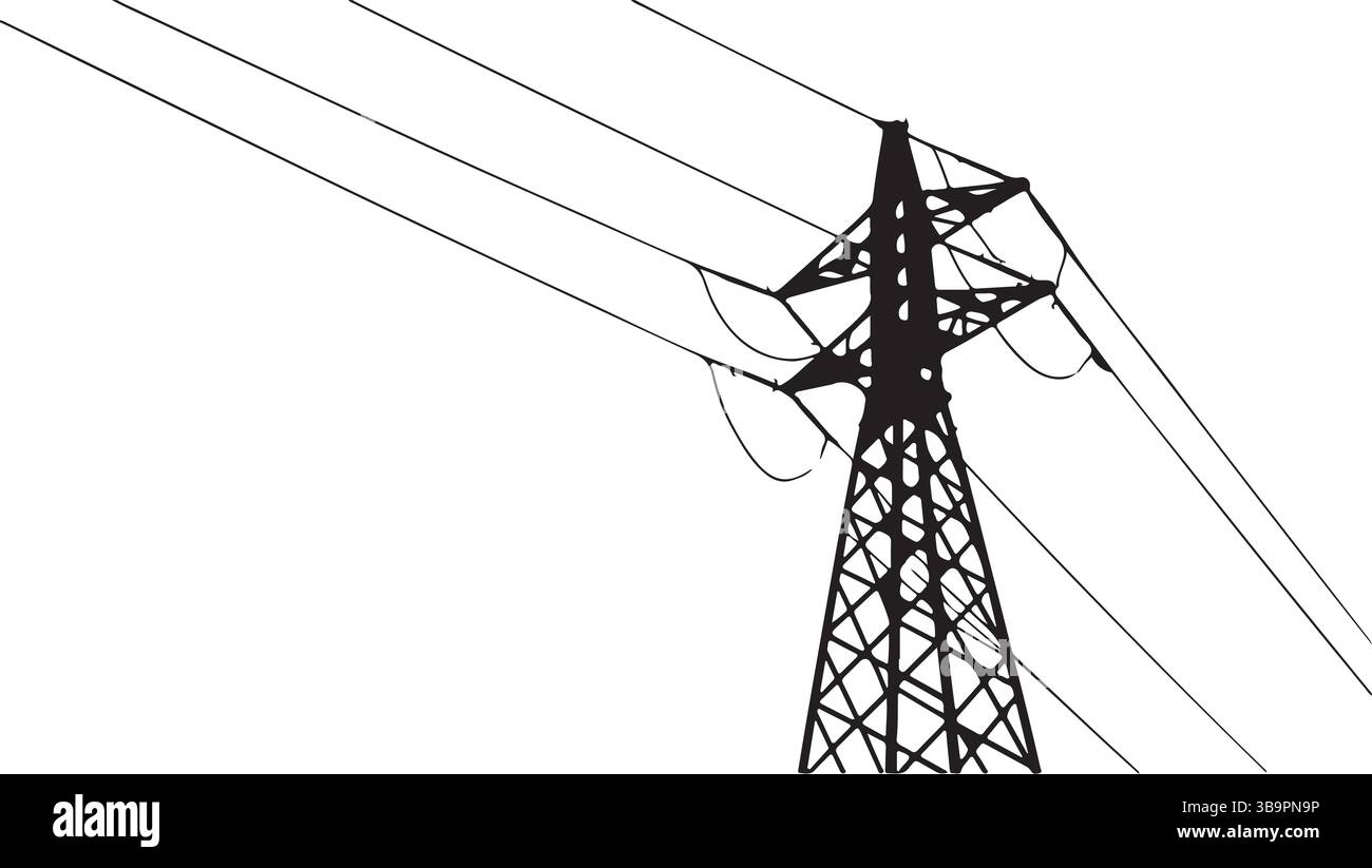 Diverse collezioni di torri di trasmissione progetta energia elettrica piloni rete elettrica infrastruttura energia Illustrazione Vettoriale