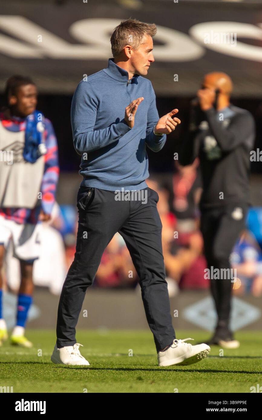 L'Ipswich Town Manager, Kieran McKenna, reagisce dopo la partita di Premier League tra Ipswich Town e Brentford a Portman Road, Ipswich, sabato 10 maggio 2025. (Foto: David Watts | notizie mi) Foto Stock