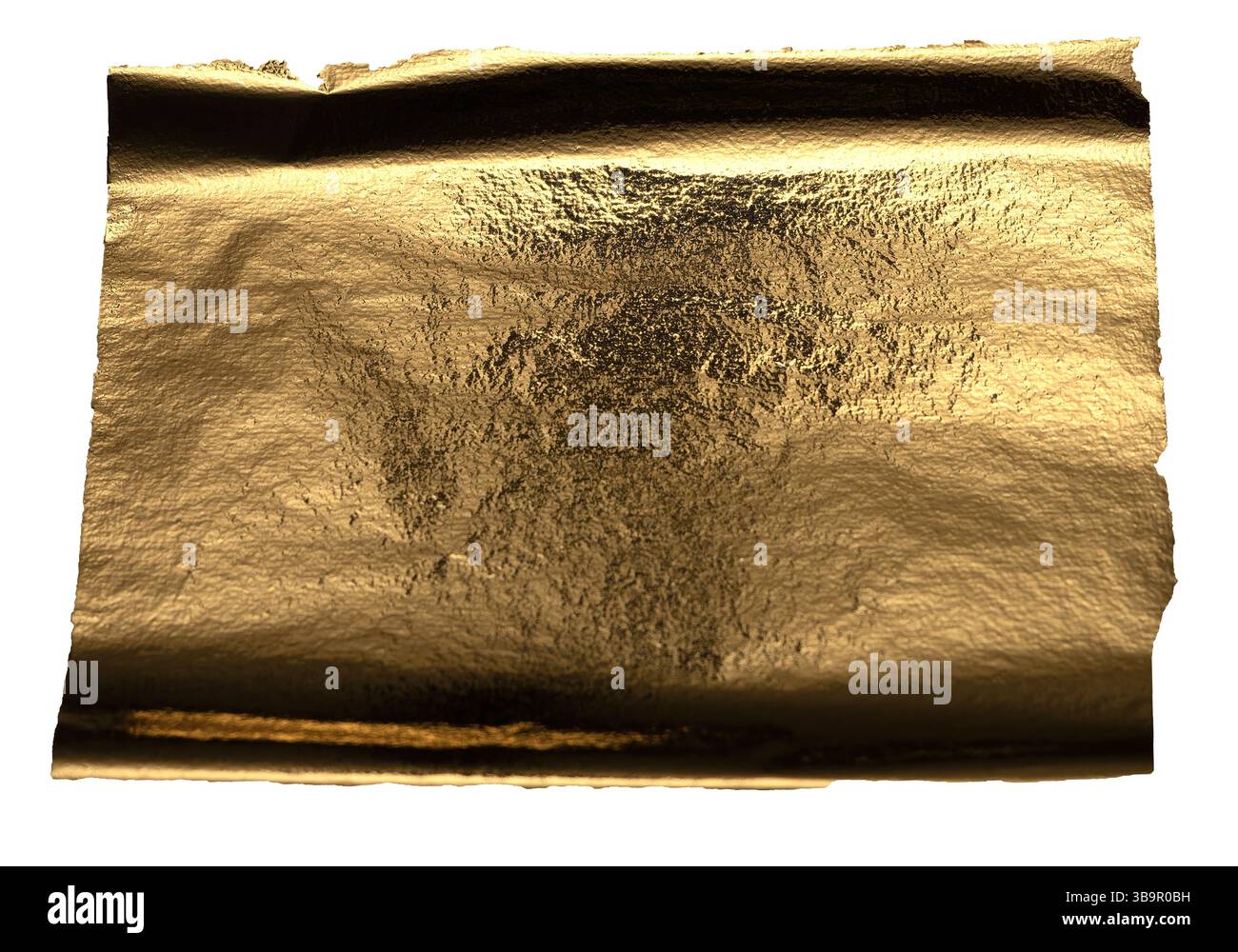 Lamina dorata con superficie metallica liscia. Pannello lucido e riflettente in uno stile vintage e antico con una sfumatura calda. Foglio orizzontale con crin Foto Stock