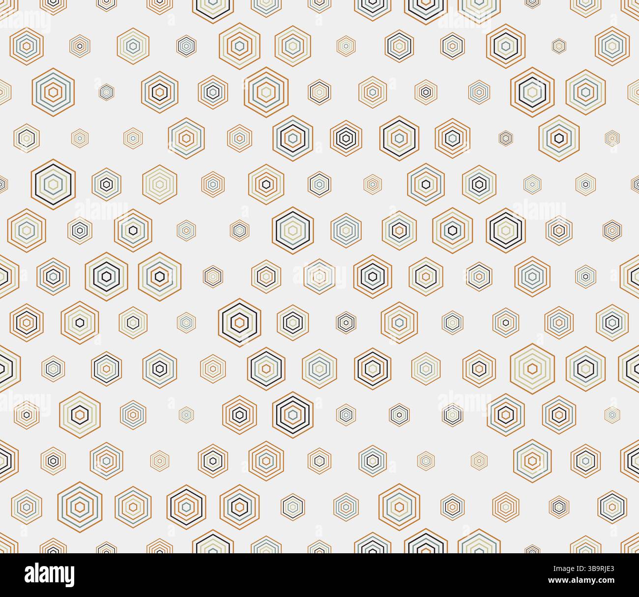 Sfondo a mosaico graduabile. Elementi geometrici multicolori di varie dimensioni. Semplici esagoni impilati. Schema esagonale. Modello a piastrelle. Illustrazione Vettoriale