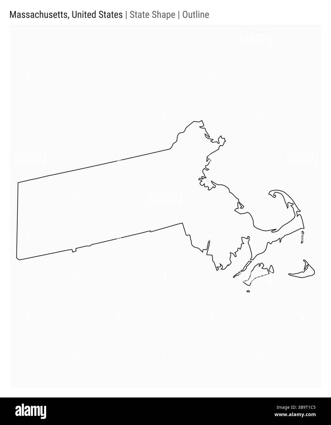 Massachusetts, Stati Uniti. Semplice mappa vettoriale. Stato forma. Stile contorno. Confine del Massachusetts. Illustrazione vettoriale. Illustrazione Vettoriale