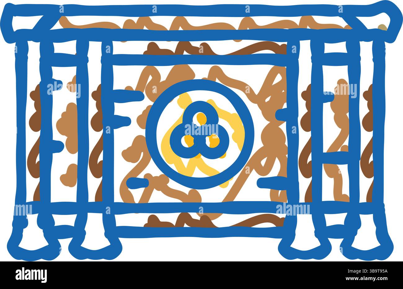 icona dello shintoismo dell'offerta monetaria di saisen, illustrazione a scarabocchio Illustrazione Vettoriale