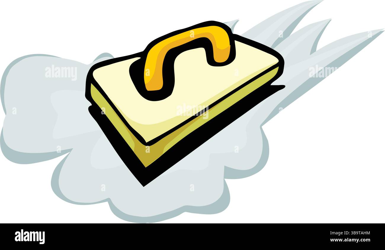 Un'illustrazione vettoriale astratta mostra uno strumento di costruzione galleggiante in legno in stile cartone animato Illustrazione Vettoriale