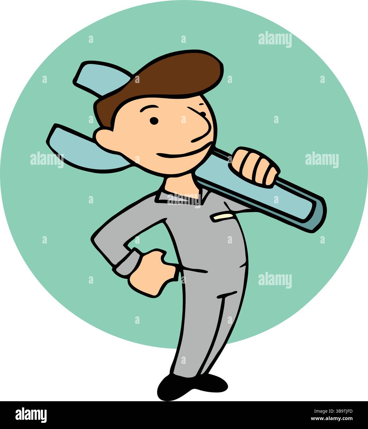 Un'illustrazione astratta del vettore mostra una chiave meccanica in stile cartoni animati Illustrazione Vettoriale