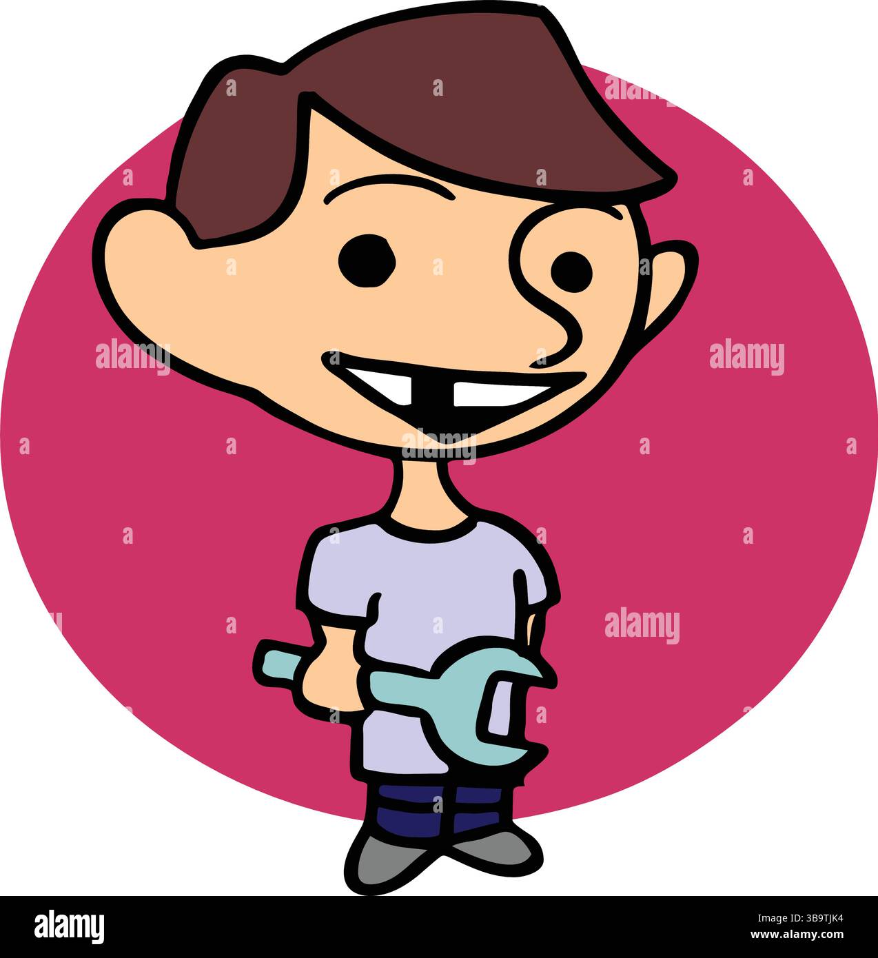 Un'illustrazione astratta del vettore mostra una chiave meccanica in stile cartoni animati Illustrazione Vettoriale