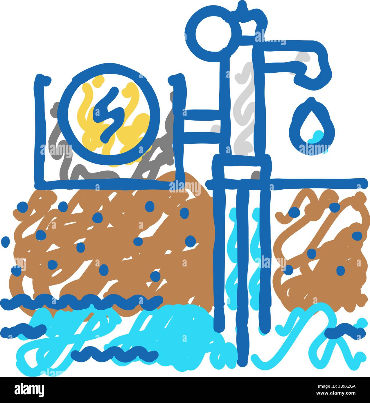 illustrazione dell'icona dell'idrogeologo del campionamento delle acque sotterranee Illustrazione Vettoriale