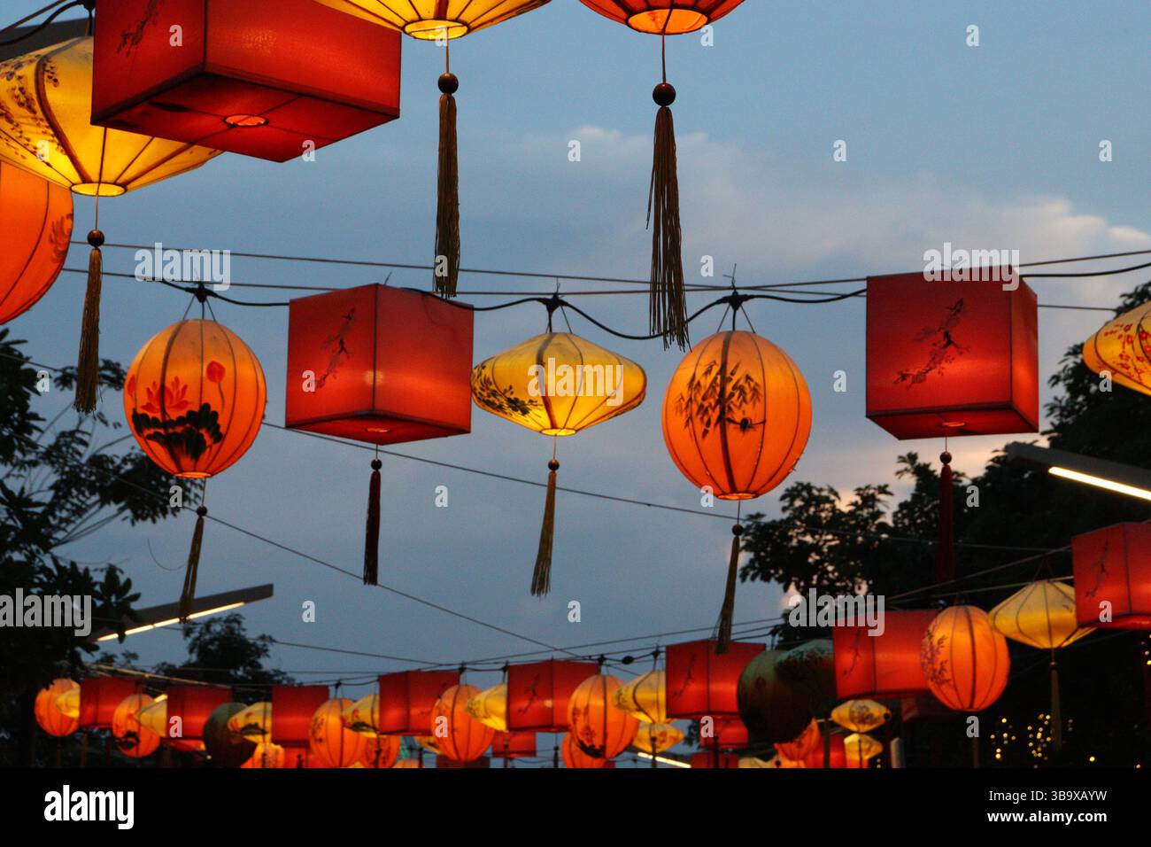 Lantern Street a Hoi An Foto Stock